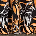 Zasłona welwetowa czarno, ruda w stylu botanic 140x270 cm taśma - ZOJA - Pierre Cardin
