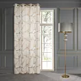 Zasłona biało, beżowa ze wzorem liści z matowego welwetu 140x250 cm przelotka LUNA 3 Limited Collection