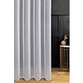 Firana szyta na taśmie 5 cm jasnoszara z drobnej siatki w pionowe prążki, wykończona obciążnikiem
