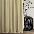 Zasłona szyta na taśmie 5 cm jasnozielono beżowa z tkaniny o grubym splocie i efektem melanżu