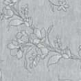 Zasłona biało, popielata ze wzorem kwiatowym z etaminy 140x250 cm przelotka - FIORE