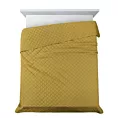 Narzuta musztardowa 220x240 cm z geometrycznym wzorem wytłaczanym techniką hot press ALARA 3 DESIGN 91