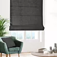 Roleta rzymska czarna z miękkiej tkaniny szenilowej typu dimout o naturalnym splocie