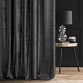 Zasłona szyta na taśmie 5 cm SAFARI czarna z miękkiej welwetowej tkaniny w wytłaczany drobny wzór