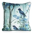 Poszewka na poduszkę 45x45 cm welwetowa jasnoniebiesko, ciemnoniebieska z roślinnym nadrukiem VELVET 202