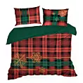 Pościel świąteczna 160x200 cm bawełniana kolor czerwony, butelkowa zieleń z motywem kraty CHERRY