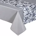 Komplet obrus z bieżnikiem jasnoszaro, biały 140x220 cm ANITA 3 zdobiony subtelnym wzorem roślinnym