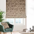 Roleta rzymska beżowo złocista z tkaniny welwetowej zdobionej połyskującym drukiem