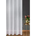 Firana szyta na przelotkach biała z miękkiej, matowej etaminy o naturalnym splocie, wykończona obciążnikiem