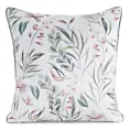 Poszewka na poduszkę 45x45 cm welwetowa, biało zielona z nadrukiem pastelowych kwiatów VELVET 149 Eurofirany Premium