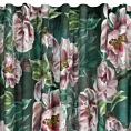 Zasłona zielono, różowa ze wzorem kwiatowym z welwetu 140x270 cm taśma /szelki - PALMERA