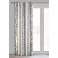 Zasłona welwetowa srebrno, szampańska z przecieranym nadrukiem 135x250 cm przelotka - SOFI