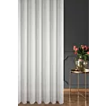 Firana szyta na taśmie 5 cm srebrna z półmatowej etaminy o luźnym splocie, wykończona obciążnikiem