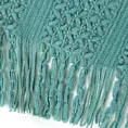 Koc akrylowy 130x170 cm ciemnomiętowa miękka w dotyku z drobnym ażurowym wzorem i frędzlami AKRYL 1 EUROFIRANY PREMIUM