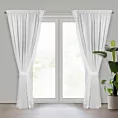 Komplet 2 szt. firan białych z ozdobną ażurową aplikacją 140x270 cm taśma KAJA