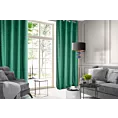 Zasłona zielona wzór geometryczny z wytłaczanego welwetu 140x250 cm przelotka - JULIA