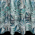 Zasłona granatowo, turkusowa zdobiona nadrukiem roślinnym 140x250 przelotka - PILAR