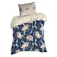Pościel 140x200 cm bawełniana kolor granatowy, jasnobeżowy z wzorem kwiatowym NIKA 49
