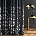 Zasłona szyta na taśmie 5 cm czarno szampańska z welwetowej tkaniny z błyszczącym nadrukiem od dołu