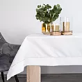 Obrus biały 145x280 cm KARIN zdobiony listwą oraz delikatną złotą wypustką w eleganckim opakowaniu