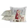 Poszewka na poduszkę 45x45 cm bawełniana, gobelinowa popielato, czerwona z motywem świątecznym GOB