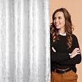 Zasłona biało, srebrzysta zdobiona błyszczącym wzorem z tkaniny zaciemniającej 140x250 cm przelotka - ELISE