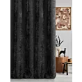 Zasłona szyta na taśmie 8 cm czarna z tkaniny o szenilowej strukturze