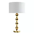 Lampa stołowa do salonu biało, złota CELIA z matowym abażurem