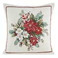 Poszewka na poduszkę 45x45 cm świąteczna gobelinowa czerwono, beżowa