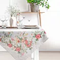 Bieżnik na stół naturalno, różowy 90x90 cm SUMMER 12 zdobiony nadrukiem letnich kwiatów