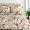 Pościel 220x200 cm bawełniana kolor biały, brązowy z wzorem botanicznym POLA