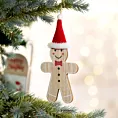 Ozdoba choinkowa w kształcie ludzika z piernika z czapeczką Mikołaja w stylu eko