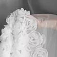 Firana biała z siateczki zdobiona aplikacją 3D w róże 140x250 cm przelotka - ROSES3 - Eva Minge