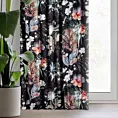 Zasłona welwetowa czarno, ruda z nadrukiem kwiatów 140x270 cm taśma - ALANI