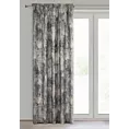 Zasłona welwetowa srebrno, beżowa zdobiona nadrukiem przecieranym 140x270 cm taśma - ESTER