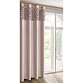 Zasłona pudrowa z welwetu zdobiona aplikacją 3D róż 140x250 cm  przelotka - ROSES Eva Minge