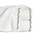 Ręcznik do rąk 30x50 cm bawełniany kolor biało, oliwkowy zdobiony haftowaną bordiurą 500 g/m2 SELENE