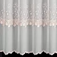 Firana szyta na taśmie 5 cm biało pudrowo różowa z matowej tkaniny haftowanej w drobny wzór
