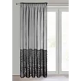 Firana czarna z delikatnego woalu zdobiona wycinanym laserowo wzorem 140x270 cm taśma DEBORA
