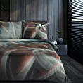 Pościel 220x200 cm z bawełny, makosatyny kolor stalowy, turkusowy z designerskim wzorem PRISMA Eva Minge