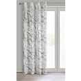 Zasłona biało, srebrzysta zdobiona marmurkowym wzorem z etaminy 140x270 przelotka - ALIVIA