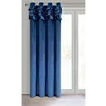 Zasłona welwetowa granatowa zdobiona falbanami 140x250 cm przelotka - ERIN