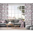 Zasłona srebrno, różowa w kwiaty z etaminy 140x250 cm przelotka - SHERRY
