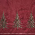 Bieżnik świąteczny na stół 40x183 cm bordowo, zielona zdobiony haftem choinek