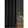 Zasłona szyta na flexach czarna z miękkiej, matowej tkaniny w stylu eko o naturalnym splocie