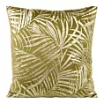 Poszewka na poduszkę 45x45 cm welwetowa oliwkowa ze złocistym nadrukiem liści BLINK 26