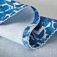 Bieżnik biało, niebieski 40x140 cm zdobiony na brzegach roślinnym wzorem - INES 14
