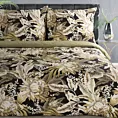 Pościel 140x200 cm bawełniana kolor czarny, brązowy zdobiona nadrukiem liści DIVA