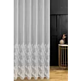 Firana szyta na taśmie 5 cm biało srebrna z tkaniny ADEN haftowanej w geometryczny wzór, wykończona obciążnikiem Pierre Cardin