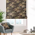 Roleta rzymska czarno miedziana z miękkiej, welwetowej tkaniny z geometrycznym nadrukiem Italissima Eva Minge